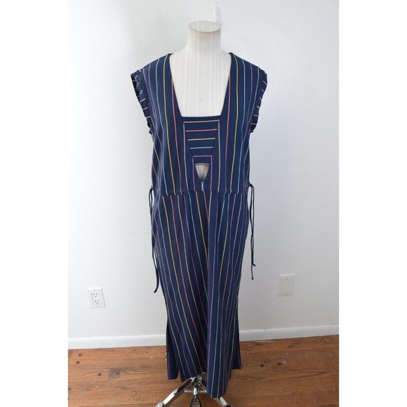 Marine Layer Roxanne Maxi Dress in Blue Striped Medium Sleeveless New Rainbow - Picture 1 of 6